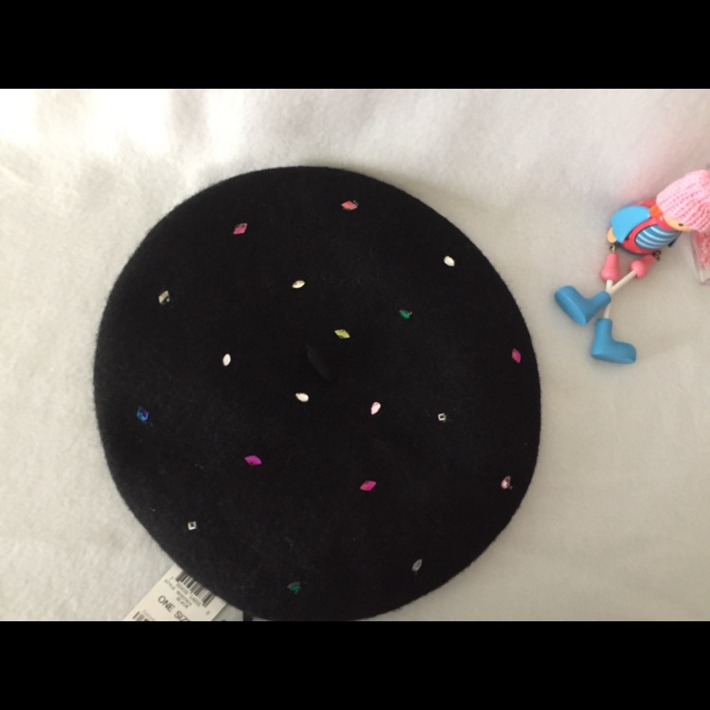 INC Jewel-Embellished Beret (Black) - Picture 3 of 7